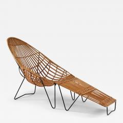 Scandinavian Cane and Metal Lounge Chair 1950s - 2920573