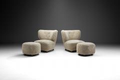 Scandinavian Easy Chairs in Sheepskin with Ottomans Scandinavia ca 1950s - 3799840