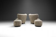 Scandinavian Easy Chairs in Sheepskin with Ottomans Scandinavia ca 1950s - 3799841