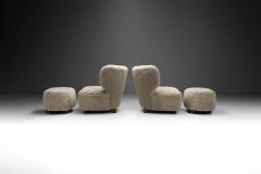 Scandinavian Easy Chairs in Sheepskin with Ottomans Scandinavia ca 1950s - 3799842