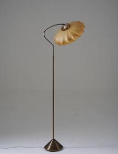 Scandinavian Floor Lamp in Brass with Cocoon Shade - 2575707