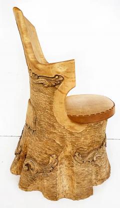 Scandinavian Hand Carved Kubbestol Chair Norway or Denmark - 3502741