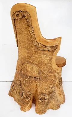 Scandinavian Hand Carved Kubbestol Chair Norway or Denmark - 3502745