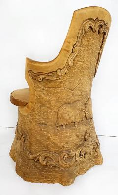 Scandinavian Hand Carved Kubbestol Chair Norway or Denmark - 3502817