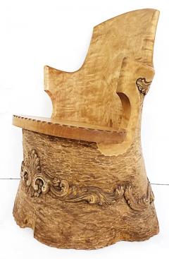 Scandinavian Hand Carved Kubbestol Chair Norway or Denmark - 3502842
