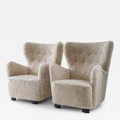 Scandinavian Mid Century Lounge Chairs in Sheepskin - 3104113