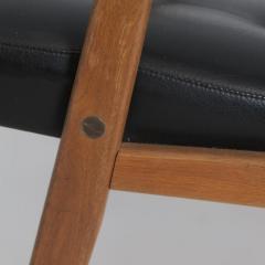 Scandinavian Mid Century Modern Armchair in Oak and Black Faux Leather 1960s - 4581457