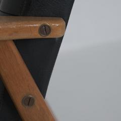 Scandinavian Mid Century Modern Armchair in Oak and Black Faux Leather 1960s - 4581458