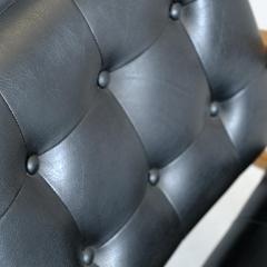 Scandinavian Mid Century Modern Armchair in Oak and Black Faux Leather 1960s - 4581459