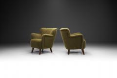 Scandinavian Mid Century Modern Armchairs in Green Wool Scandinavia 1950s - 2795374