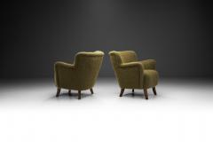 Scandinavian Mid Century Modern Armchairs in Green Wool Scandinavia 1950s - 2795375