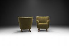 Scandinavian Mid Century Modern Armchairs in Green Wool Scandinavia 1950s - 2795376