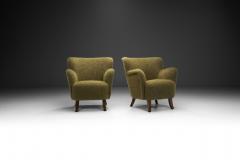 Scandinavian Mid Century Modern Armchairs in Green Wool Scandinavia 1950s - 2801259