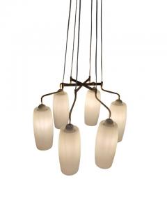 Scandinavian Mid Century Modern Ceiling Pendant in Brass and Opaline Glass - 3933126