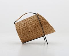 Scandinavian Midcentury Firewood Basket in Cane and Metal - 803882