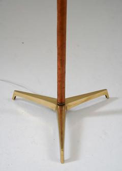 Scandinavian Midcentury Floor Lamp in Brass and Leather - 3102384