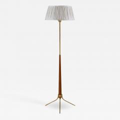 Scandinavian Midcentury Floor Lamp in Brass and Wood - 1637529