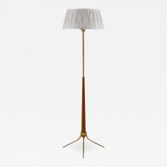 Scandinavian Midcentury Floor Lamp in Brass and Wood - 1852416