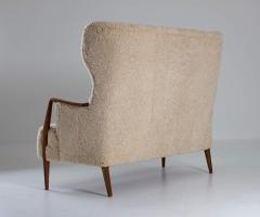Scandinavian Midcentury Sheepskin Sofa Loveseat 1940s Denmark - 1620123