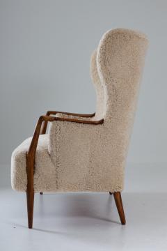 Scandinavian Midcentury Sheepskin Sofa Loveseat 1940s Denmark - 1620124