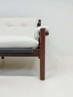 Scandinavian Modern 2 Seat Sofa White Textile and Stained Wood - 2277122
