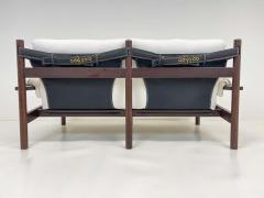 Scandinavian Modern 2 Seat Sofa White Textile and Stained Wood - 2277173