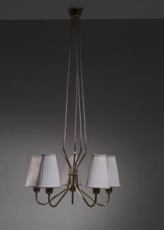 Scandinavian Modern 5 armed brass chandelier - 3528729