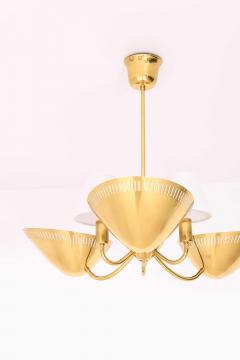 Scandinavian Modern Brass Ceiling Lamp in Gold and White 1950s - 4744206
