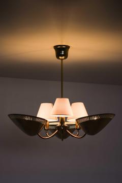 Scandinavian Modern Brass Ceiling Lamp in Gold and White 1950s - 4744207