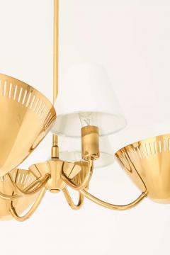 Scandinavian Modern Brass Ceiling Lamp in Gold and White 1950s - 4744211