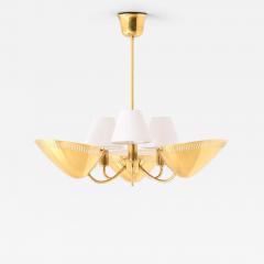 Scandinavian Modern Brass Ceiling Lamp in Gold and White 1950s - 4746201