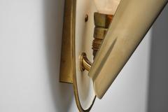 Scandinavian Modern Brass and White Lacquered Wall Lamp Sweden Mid 20th Century - 4604373
