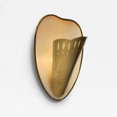 Scandinavian Modern Brass and White Lacquered Wall Lamp Sweden Mid 20th Century - 4623912