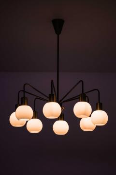 Scandinavian Modern Ceiling Lamp in Brass and Opaline Glass 1950s - 4758784