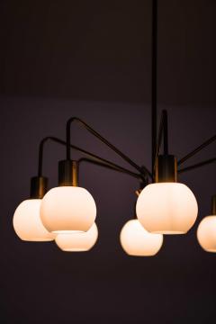 Scandinavian Modern Ceiling Lamp in Brass and Opaline Glass 1950s - 4758850