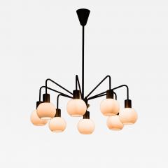 Scandinavian Modern Ceiling Lamp in Brass and Opaline Glass 1950s - 4760389