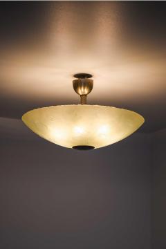 Scandinavian Modern Flush Mount in Glass and Nickel Plated Metal 1940s - 4699392
