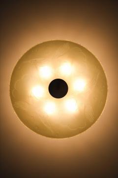 Scandinavian Modern Flush Mount in Glass and Nickel Plated Metal 1940s - 4699395