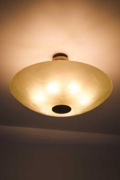 Scandinavian Modern Flush Mount in Glass and Nickel Plated Metal 1940s - 4699396