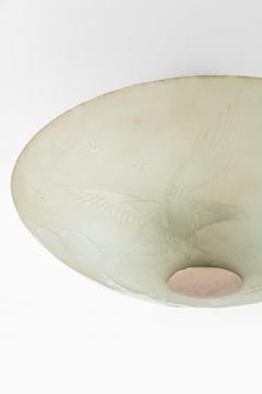 Scandinavian Modern Flush Mount in Glass and Nickel Plated Metal 1940s - 4699418