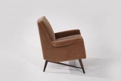 Scandinavian Modern Lounge Chair in Gold Mohair C 1950s - 3589257