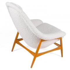 Scandinavian Modern Oak and Upholstered Womblike Lounge Chair Denmark 1960s - 927497