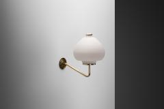 Scandinavian Modern Opal Glass and Brass Wall Lamp Sweden ca 1950s - 4584482