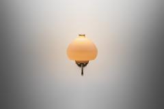Scandinavian Modern Opal Glass and Brass Wall Lamp Sweden ca 1950s - 4584485