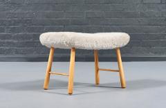 Scandinavian Modern Sheepskin Stool - 4710811