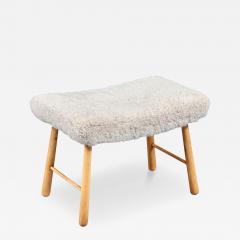 Scandinavian Modern Sheepskin Stool - 4710869