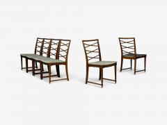 Scandinavian Modern Six Dining Chairs Beech Fabric Scandinavia 1900s - 4753321