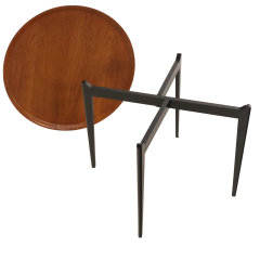 Scandinavian Modern Spider Leg Teak Black Tray Table - 3487361