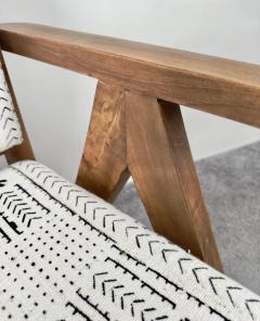 Scandinavian Modern Style Walnut Chair Boucle Black White Fabric - 3678632