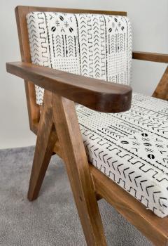 Scandinavian Modern Style Walnut Chair Boucle Black White Fabric - 3678635